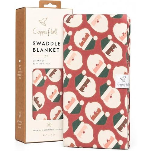 Copper Pearl Swaddle Blankets for Newborns | Soft Stretchy Receiving Blankets for Boys and Girls | Large 46 x 46 Inch Baby Blankets | Lightweight and Breathable Swaddles | Claus