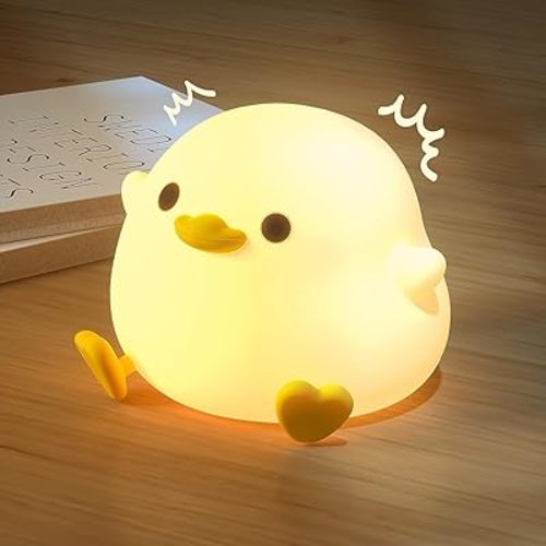 DoDo Duck Night Light, Cute Soft Silicone Lamp for Kids, Rechargeable LED Dimmable Bedside Lamp with 20 Minute Timer, Gifts for Boys Girls Women