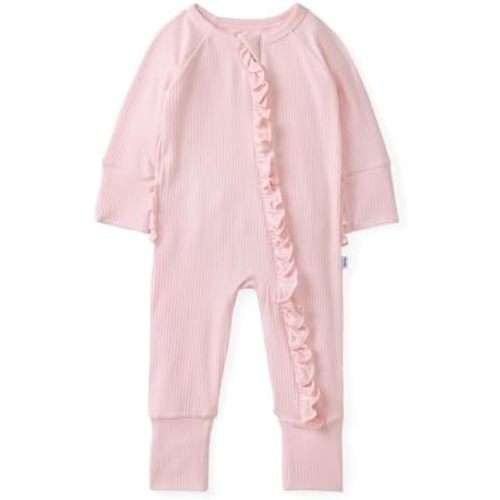 Little Sleepies Ruffle Zippy, Newborn Pajamas, Viscose from Bamboo Baby Pajamas, Girls Preemie Newborn Sleepers, 2-Way Zipper