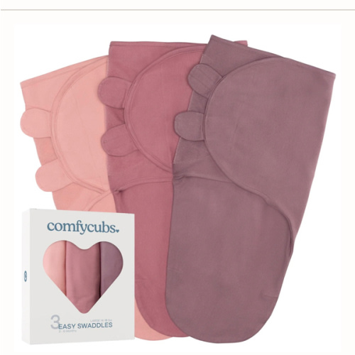 Easy Swaddle Blankets in Blush, Mauve, Mulberry, Pack of 3 – Comfy Cubs