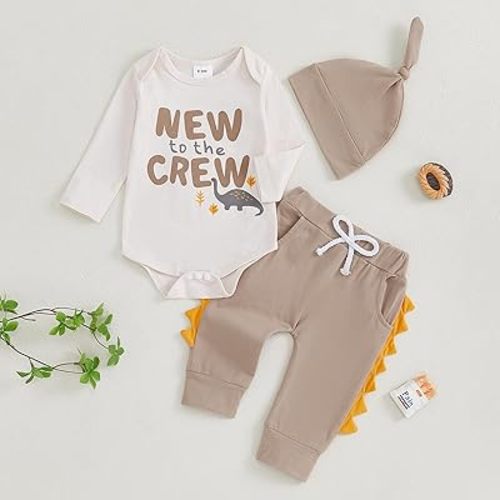 Amazon.com: Newborn Infant Baby Boy Outfit Little Brother Romper Infant Letter Print Dinosaur Clothes Drawstring Pants Hat (Gray-Dinosaur, 3-6 Months): Clothing, Shoes & Jewelry