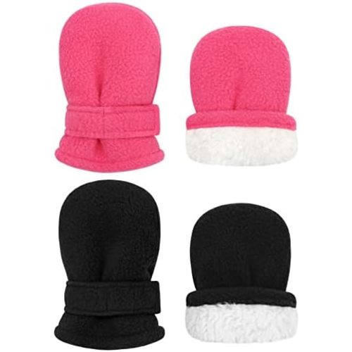 qikqik 2 Pairs Baby Mittens Winter Toddler Mittens Warm Fleece Infang Gloves for Boys Girls Toddler Winter Gloves for Kids