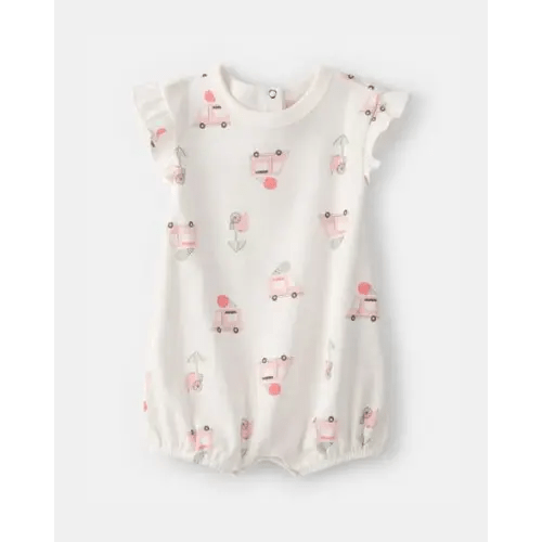 Baby Girl Ice Cream Truck Short-Sleeve Romper - White | Carter's