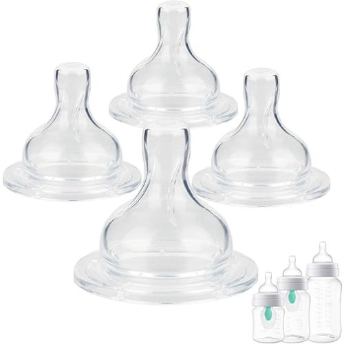 Silicone Nipples for Philips Avent Anti-Colic Baby Bottles,Size 1 Nipple,1m+,Slow Flow, 4 Count