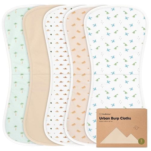 Organic Burp Cloths Baby Boy & Girl - 5-Pack Super Absorbent Cotton Burping Cloths for Babies, Soft & Plush Newborn Spit Up Rags, Infant Towels for Milk Spit Up, Unisex, Large 21" x 10" (Roarsome)