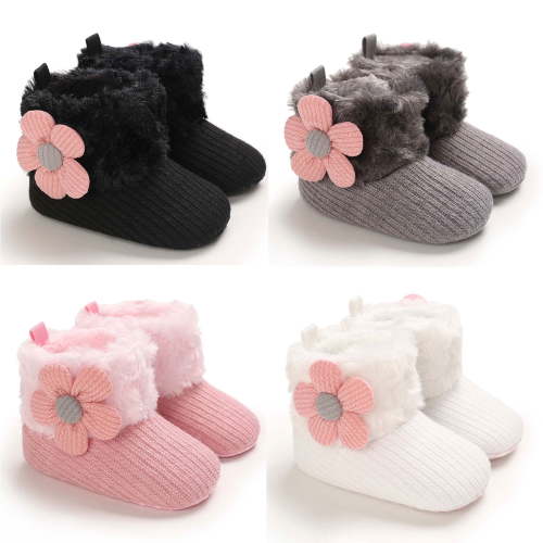 YUGYXL Newborn Baby Boy Girl Soft Fleece Booties Stay On Infant Slippers Socks Shoe Non Skid Gripper Toddler First Walkers Winter Ankle Crib Shoes White,11---119
