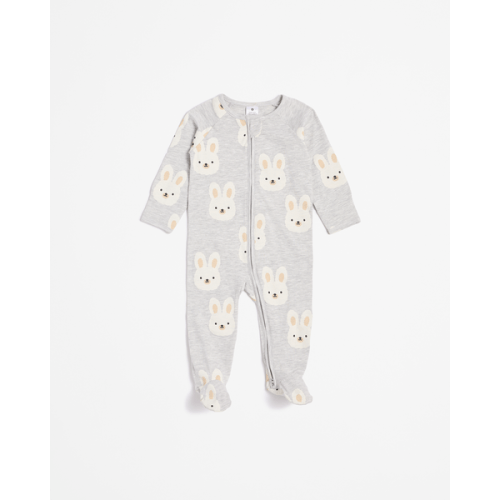 Baby Organic Cotton Print Zip Coverall - Bunnies