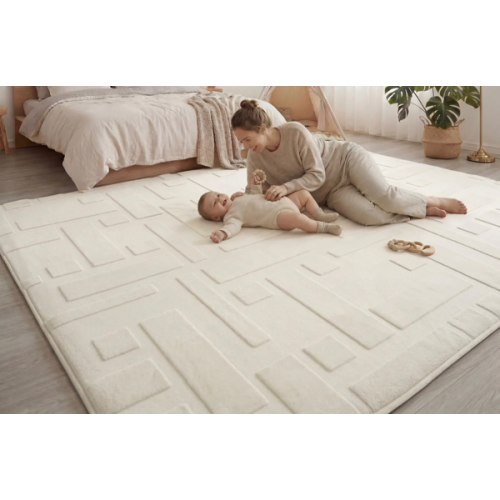 Classic Grid Faux Fur Jacquard Plush Play Mat