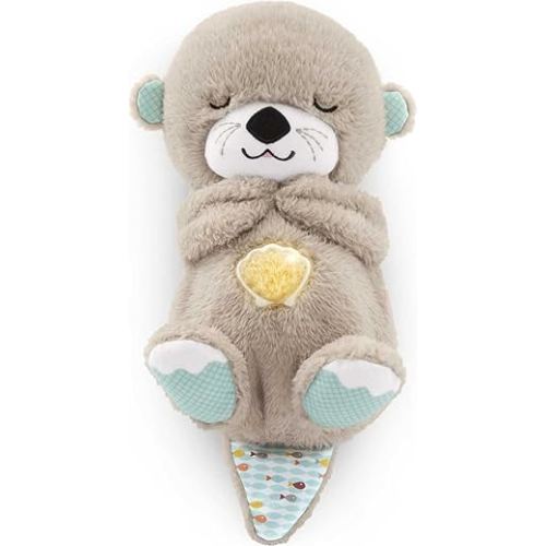 FISHER-PRICE BABY Toy Soothe 'n Snuggle Otter Portable Plush Sound Machine with Music Lights & Breathing Motion for Newborns 0+ Months