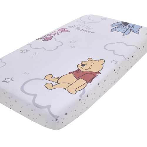 NoJo Disney Winnie The Pooh Blustery Day Tan, Red and White "Little Dreamer" Nursery Photo Op Fitted Crib Sheet