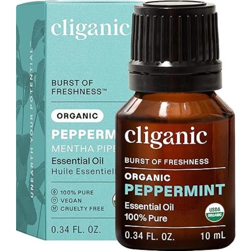 Cliganic Organic Peppermint Essential Oil, 100% Pure Natural Undiluted, for Aromatherapy | Non-GMO Verified