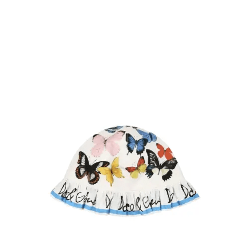 Dolce & Gabbana Kids Butterflies Motif Sun Hat | White | FARFETCH AU