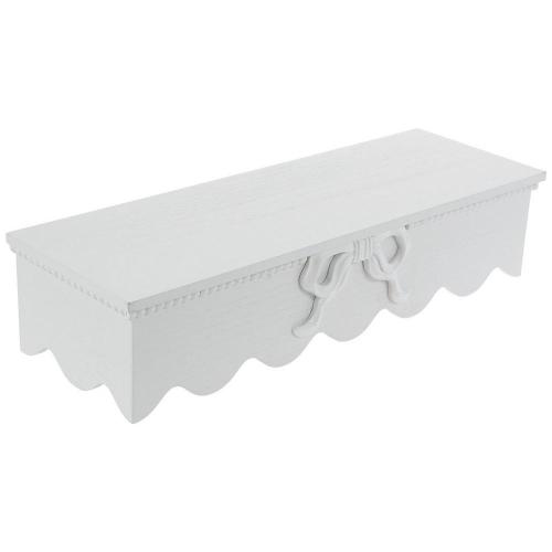 White Bow Scalloped Wood Wall Shelf