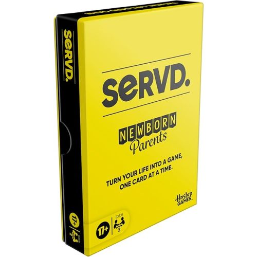 Hasbro SERVD Newborn Parents Edition Game – Hilarious Real-Life Couples Card Game for Infant and New Parents, First Birthdays – Ages 17+