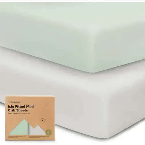 Pack and Play Sheets Fitted - 2-Pack Mini Crib Sheets for Pack N Play Mattress 38x26, Soft & Cozy, Neutral Toddler Playard Bedding, Snug Fitted Mini Baby Crib Mattress Cover Boy, Girl (Sage)