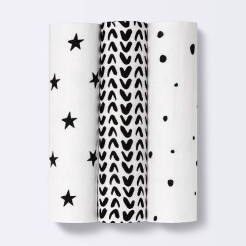 Muslin Swaddle Blanket - Cloud Island™ - Black/White - 3pk