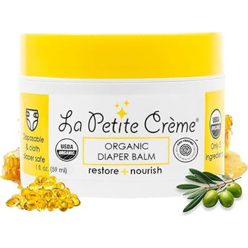 La Petite Creme French Organic Diaper Balm (1 oz) - Healing & Nourishing Diaper Cream - Gentle & Safe Liniment Baby Lotion - USDA Certified Organic - Baby Essentials for Newborn
