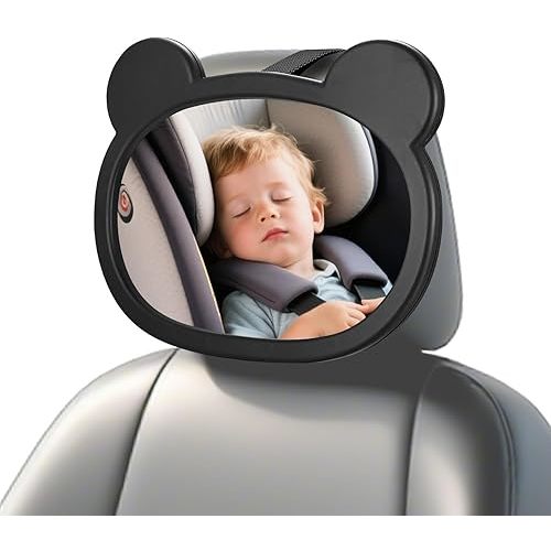 1 PcsBaby Car Mirror for Backseat, Safety Baby Car Seat Mirror for Rear Facing, Shatterproof Hook Clip Clear Wide View & 360° Rotation Baby Mirrors Essentials Accessories