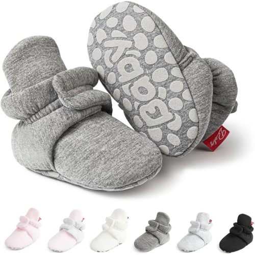 Meckior Infant Baby Boys Girls Cotton Booties Winter Fleece Warm Cozy Socks Soft Bottom Newborn Toddler First Walkers Crib Shoes with Grippers