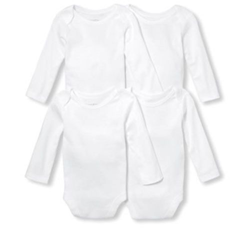 The Children's Place Baby Long Sleeve Bodysuit 4-Pack White 3-6 M