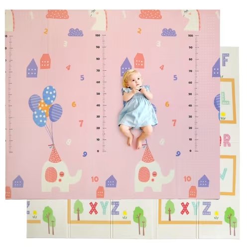 JoyStone Baby Play Mat, 78" X 70" Extra Large Reversible Foam Play Mat, Non-Toxic Foldable Animal Print Waterproof Crawl Mat for Toddlers and Babies