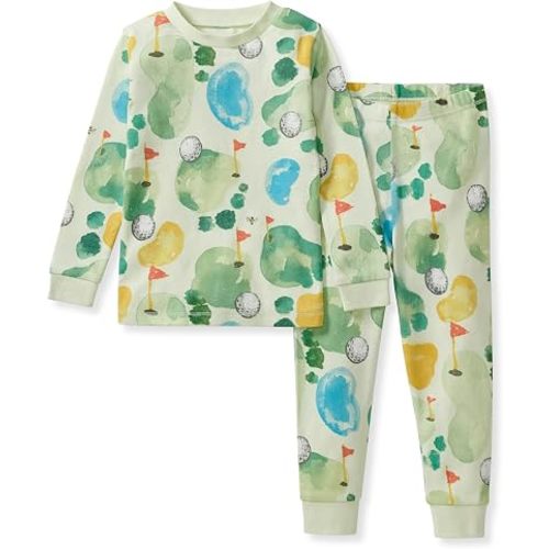 Burt's Bees Baby Organic Cotton Pajamas for Boys, Toddler PJ Set, 2-PC | Soft, cozy, snug fitting pajamas feature stretchy ribbed cuffs and hand painted prints to make bedtime a breeze