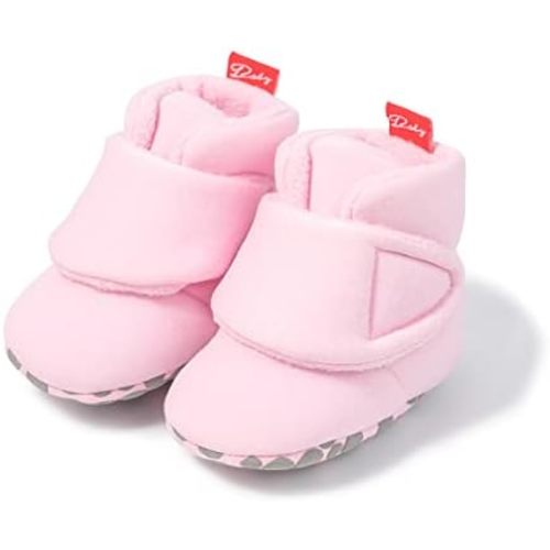 Unisex-Baby Newborn Baby Boys Girls Booties Boots Socks Pre-walkers Crib First Walkers Warm Cotton Booties with Non-Slip Grips Bottom