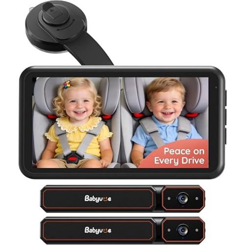 BV6PRO Wireless Dual Car Camera Baby Monitor with Suction Cup Mount