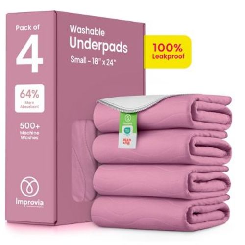 IMPROVIA® Washable Underpads 18”x24”, Heavy Absorbency Waterproof Incontinence Pads for Kids, Adults & Pets – Protects Bed, Couch, Sofa & Floor