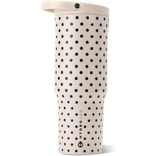 HydroJug Polka Dot Sport 40 oz Insulated Water Bottle, French Vanilla