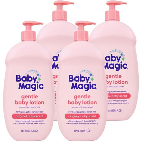 Baby Magic Gentle Baby Lotion | 30 Fl Oz (Pack of 4) | Vitamins & Aloe | Free of Parabens, Phthalates, Sulfates and Dyes