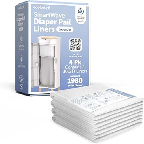 Jool Baby SMARTWAVE Diaper Pail Refill Liners (4-Pack) – Continuous Liner System - Lavender Scent, Lasts Up to 1980 Diapers