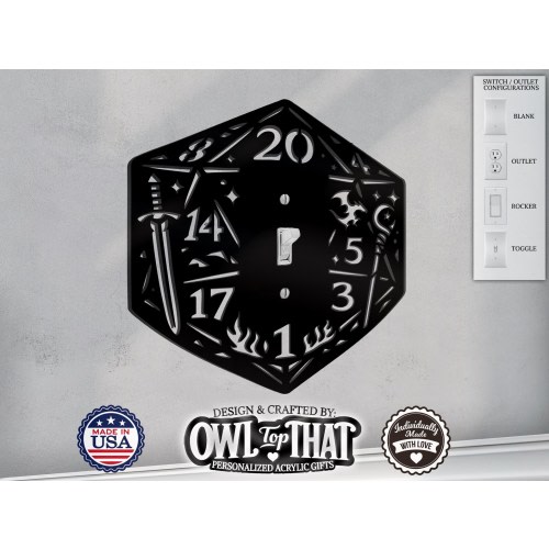 Dungeons & Dragons D20 Dice Light Switch Plate Cover: Acrylic Wall Decor