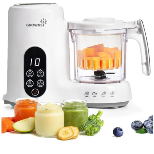 Amazon.com: Grownsy Baby Food Maker, Steamer & Blender Baby Food Processor, White | BPA-Free Elevated Steam Basket, Healthy Homemade Baby Food Purees, Starting Solids & BLW, Baby Feeding Essentials, 6+ Months