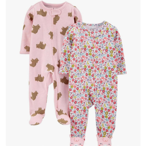 Simple Joys by Carter's Baby Girls' Cotton Footed Sleep and Play, Pack of 2
