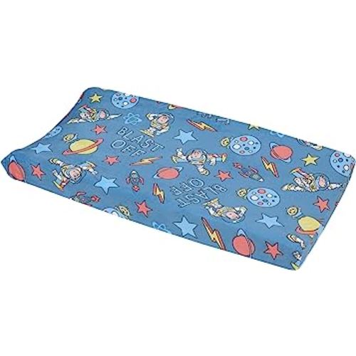 Disney Toy Story Buzz Lightyear Blue and Orange Blast-Off Contoured Changing Pad Cover