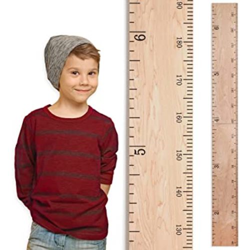 Headwaters Studio Wooden Ruler Growth Chart for Kids + Free Height Measurement Milestone Stickers | Nursery Wall Decor Boys & Girls Room| Natural Schoolhouse Ruler | Made in USA