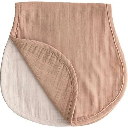 mushie Muslin Baby Burp Cloths | 100% Organic Cotton, Set of 2 (Natural/Fog)
