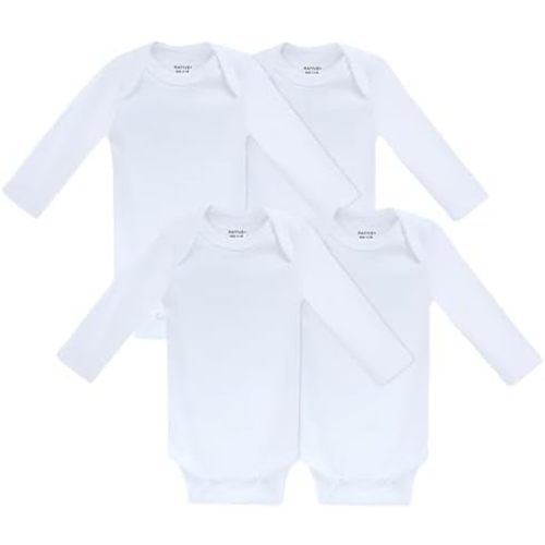 RATIVE Baby Bodysuit 4-Pack, Bamboo 70% Cotton 30%, Ultra Soft Breathable Newborn Bodysuits 0–3M
