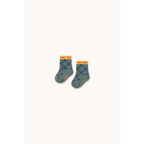 FLOWER GRID MEDIUM SOCKS teal | TINY