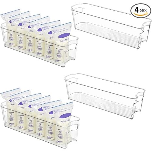Vtopmart 4Pcs Clear Breastmilk Storage Bags Container in Freezer Fridge