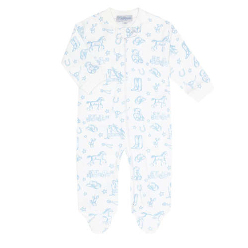 Blue Lone Star Toile Zipper Footie