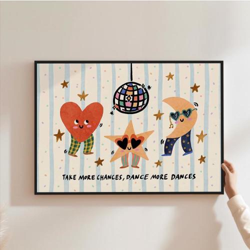 Take More Chances Print, Colorful Stars Kids Playroom Poster, Nursery Wall Decor, Home Decor