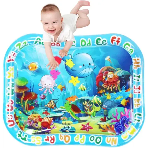 ZHUYNXIR Extra Big Infant Water mat, Large Water Play mat, Seas and Oceans Tummy Baby Toys with BB Call, Fun Early Development Activity Play Center for Newborn (39.5x31.5 in)