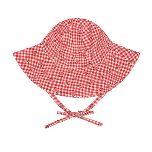 baby cranberry gingham sun hat - 6-12m