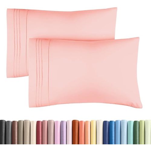 Standard Pillow Cases Set of 2 - Ultra-Soft Hotel Quality Pillowcase Covers - Comfy & Wrinkle Free - Stain and Fade Resistant - Machine Washable Pillow Protectors - 2 Piece Set - Baby Pink
