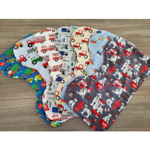 Flannel Burp Cloth: Trucks, Trains, Tractors, Firetrucks, Reversible Absorbent Baby Burp Rag
