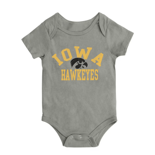 Colosseum Iowa Hawkeyes Baby HEATHERGREY Biggest Fan One Piece - 150322262