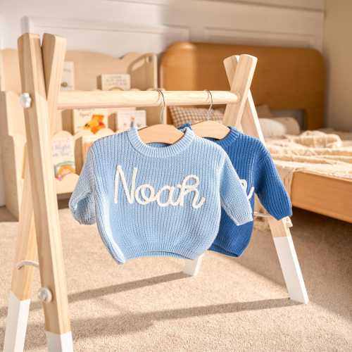 Personalized Sweater - Custom Embroidered Baby Sweater -  Toddler Knit Sweatshirt - Baby Name Jumper