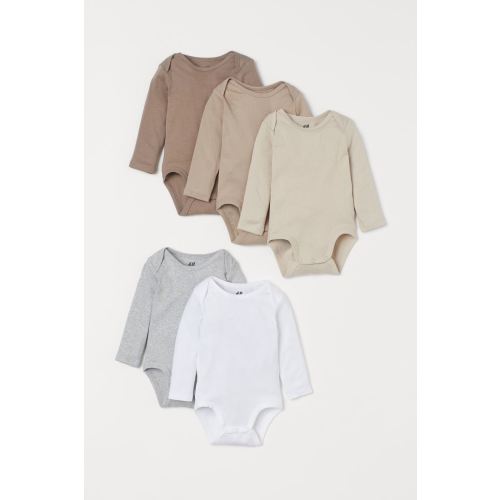 5-pack Bodysuits - Beige/gray melange - Kids | H&M US